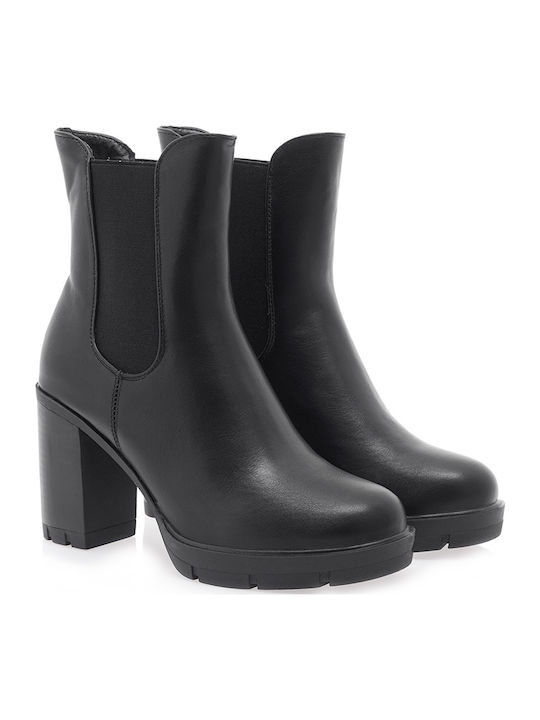 Damen Chelsea Stiefeletten mit hohem Absatz Schwarz