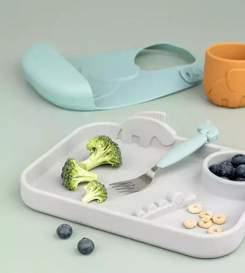 Done by Deer Baby Cutlery Set Animals made of Metal Blue 3pcs