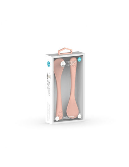 Matchstick Monkey Baby Set with Spoons made of Silicone Dusty Pink 2pcs