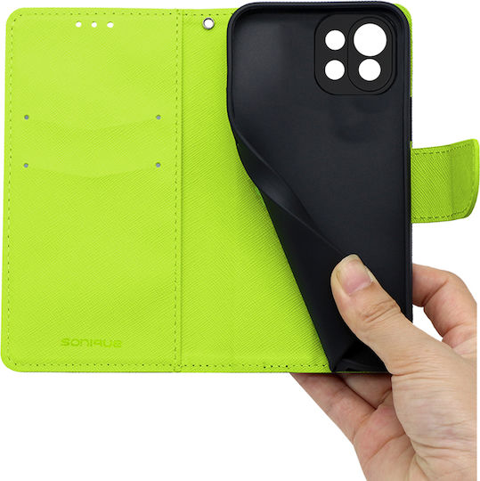 Sonique Trend Wallet Synthetic Leather Dark Blue / Acid Green (Xiaomi Mi 11 Lite / 11 Lite 5G / 11 Lite 5G NE)