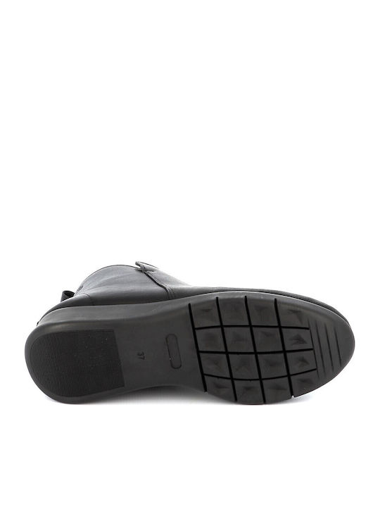 Flex Go Leather Women's Ankle Boots Platform Black