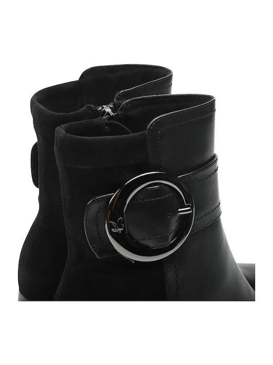 Leder Stiefeletten Damen Schwarz