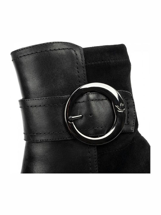 Leder Stiefeletten Damen Schwarz