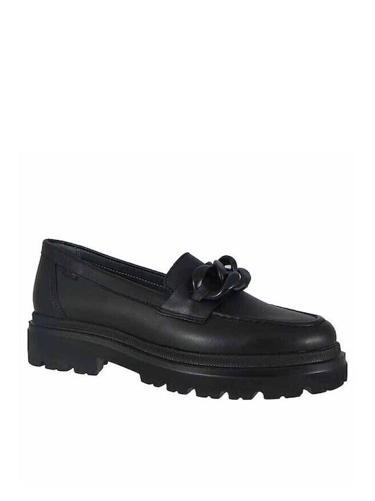 Leather Women's Moccasins in Black Color