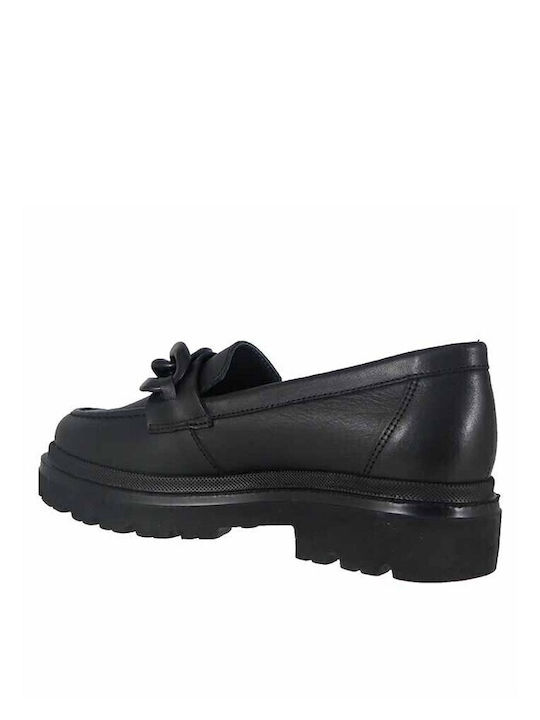 Leather Women's Moccasins in Black Color