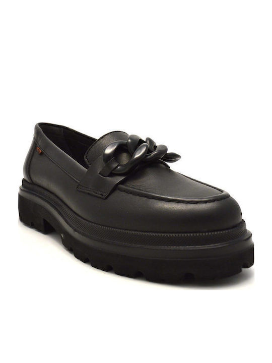 Leather Women's Moccasins in Black Color
