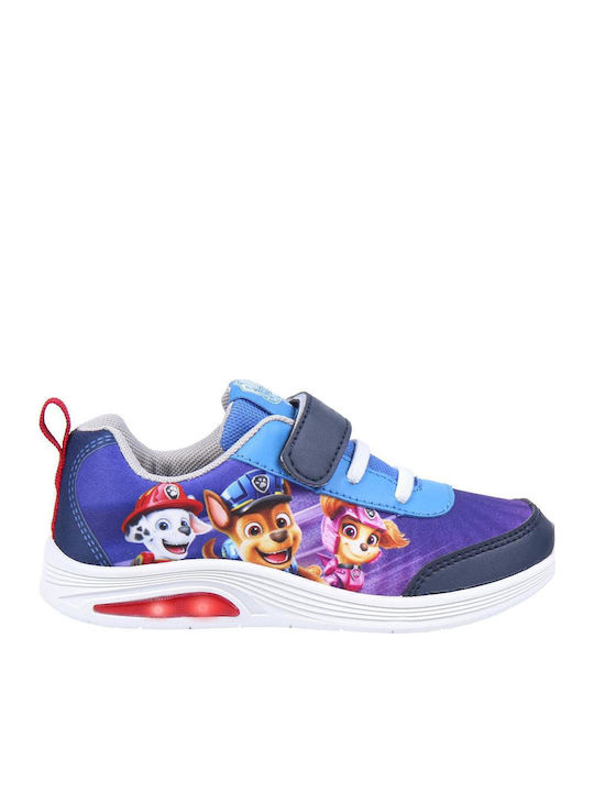 Paw Patrol Παιδικά Sneakers με Σκρατς & Φωτάκια Μπλε