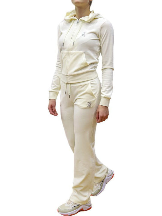 Sweatpants Flared Velvet White