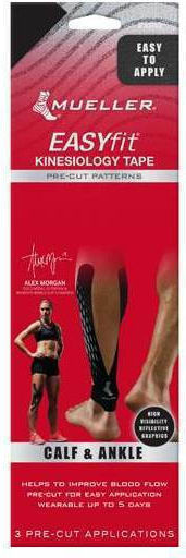 Mueller Kinesiology Tape Pre-Cut for Shin and Ankle Kinesiology Tapes Black 3 Pieces
