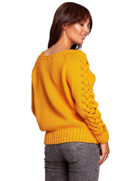 BE Knit Damen Langarm Pullover Gelb