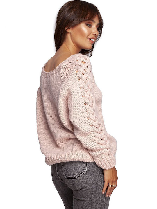 BE Knit Women's Long Sleeve Sweater Pink