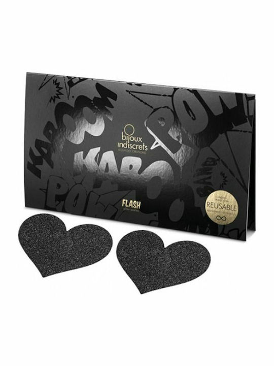 Bijoux Indiscrets Flash Heart Pasties Capace de sfârcuri Negre