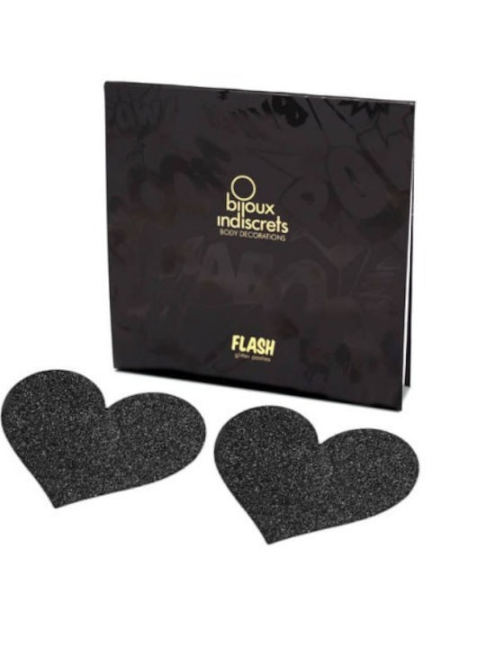 Bijoux Indiscrets Flash Heart Pasties Capace de sfârcuri Negre