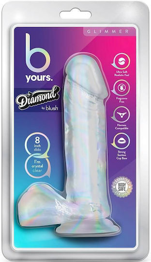 B Yours Diamond Glimmer Realistisches Dildo mit Hoden und Saugnapf Transparent 20cm