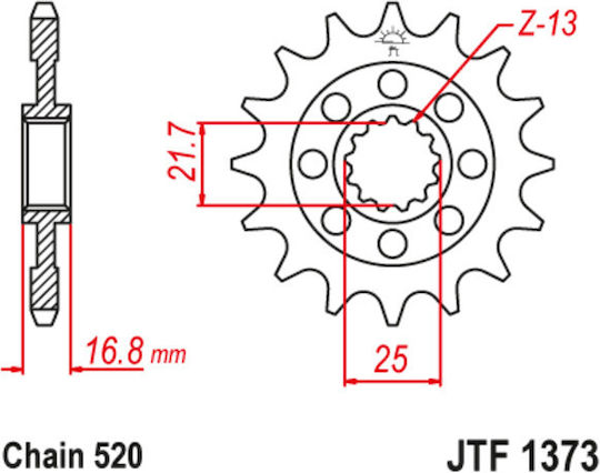 JT Sprockets Γρανάζι Μπροστά 16 Δοντιών για Honda Forza 750