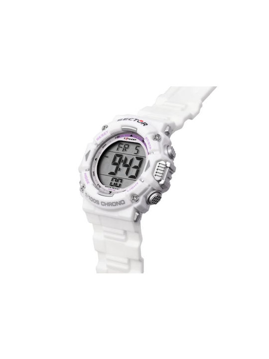 Sector Expander Digital Watch Chronograph Battery with White Metal Bracelet