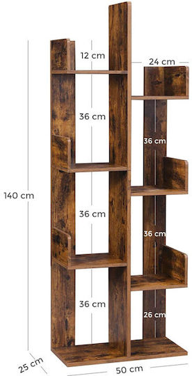 Βιβλιοθήκη Σκούρο Καφέ 50x25x140εκ.