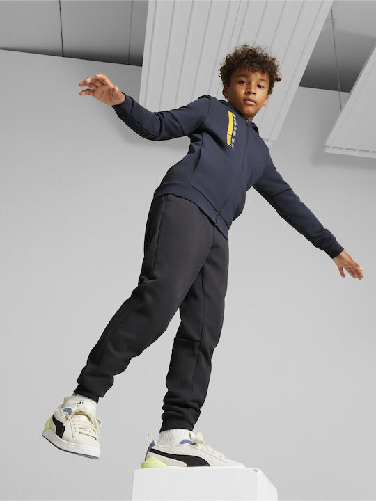 Kids Sweatshirt Cardigan With Hood Navy Blue