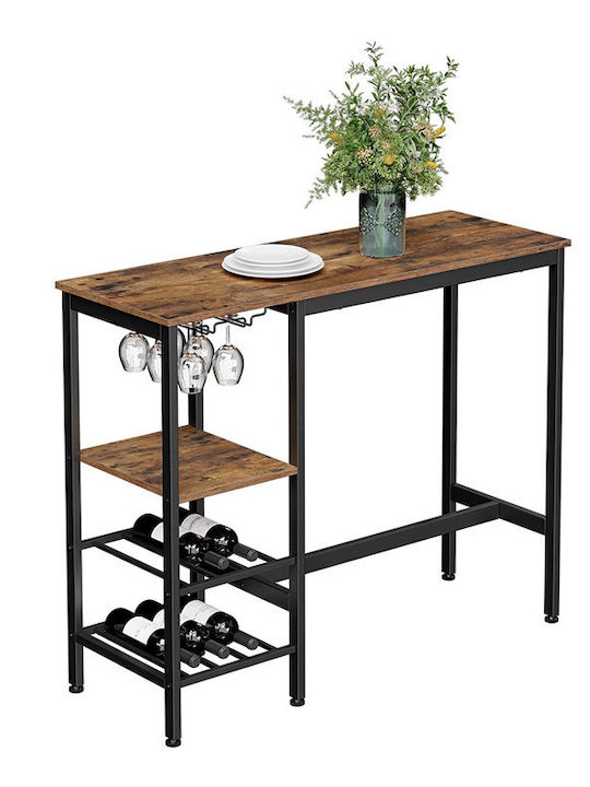Table Bar Wooden with Metal Frame Dark Brown 110x40x90cm