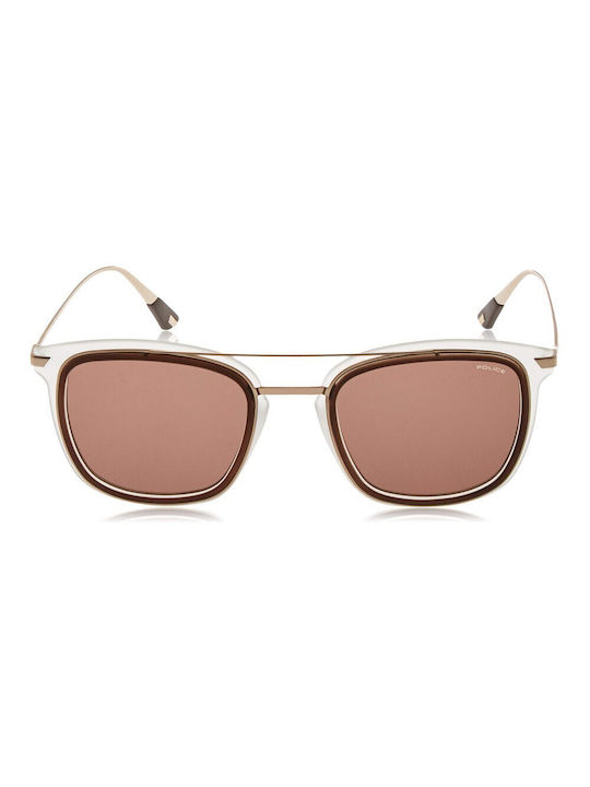 Police Sunglasses with Brown Acetate Frame and Brown Lenses SPL725M G79M