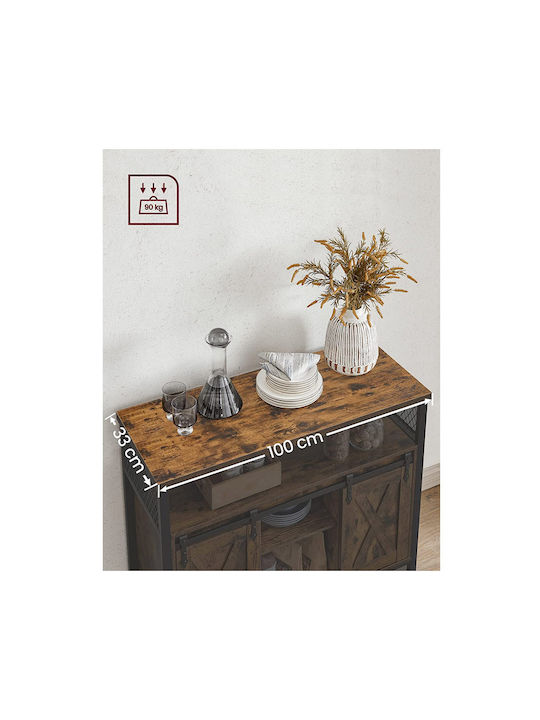 Μπουφές από Ξύλο & Μέταλλο Σκούρο Καφέ 100x33x80cm