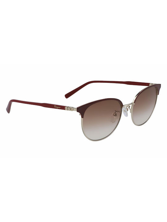 Salvatore Ferragamo Women's Sunglasses with Gold Metal Frame and Brown Gradient Lens SF2201S 744