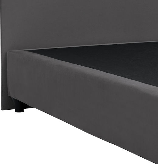 Malena Pat Single Tapitat Cu Catifea Gri Potrivit Pentru Saltea 90x200cm