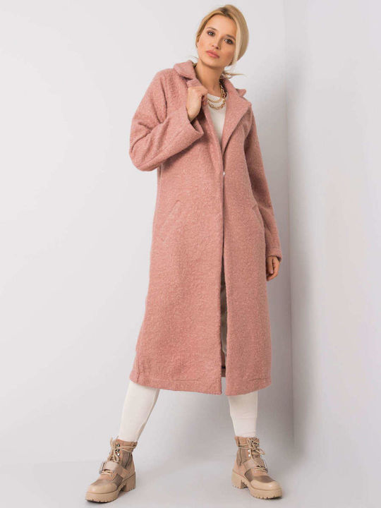 Rue Paris Women's Midi Coat Dark Pink