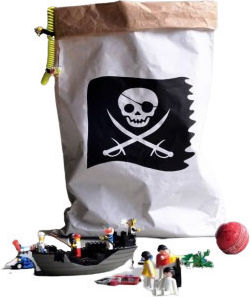 Kinder Aufbewahrungssack aus Pappe Pirate Flag Weiß 1Stück
