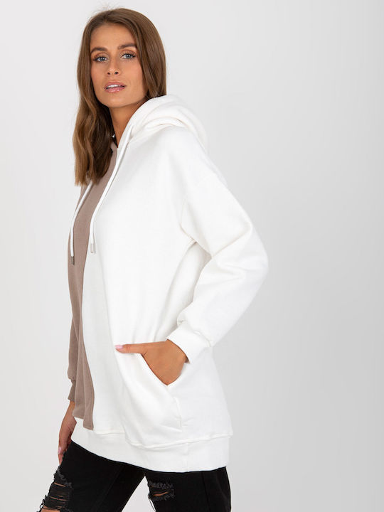 Rue Paris Women's Hooded Sweatshirt White/Beige