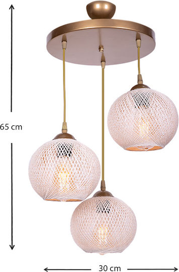 Megapap Riordan Pendant Light Gold with Rope for Socket E27 30x30x65cm