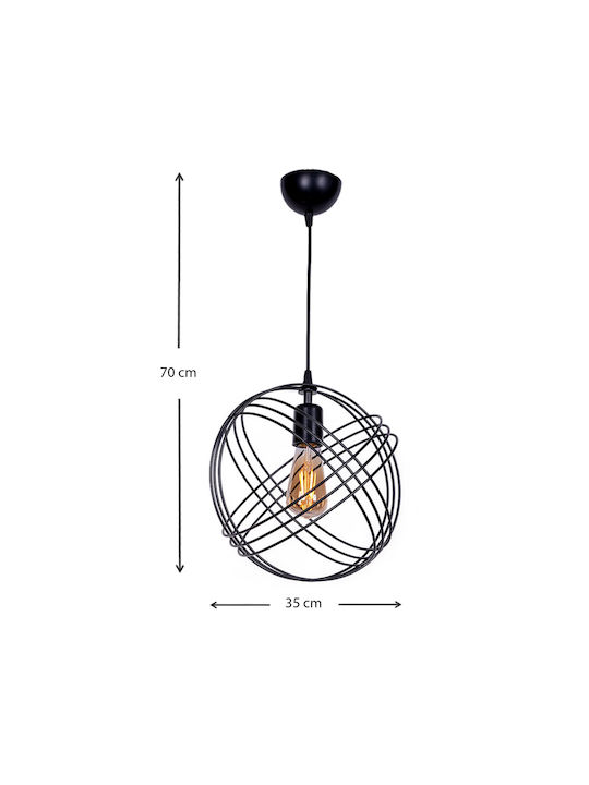 Megapap Phillipe Hängelampe Schwarz mit Fassung E27 35x35x70cm.