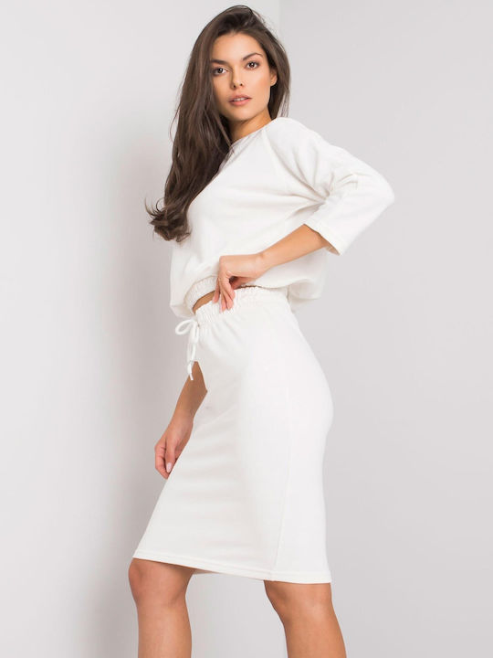 Ex Moda Set with High Waist Midi Skirt in White color