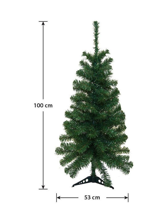 Valey Christmas Slim Green Tree with Plastic Base and Built in Branches H100cm