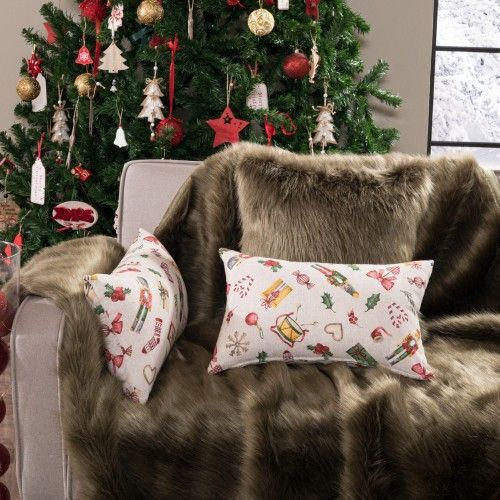 Teoran Weihnachtsdekorativer Kissenbezug Quadratisch Mehrfarbig 65x65cm
