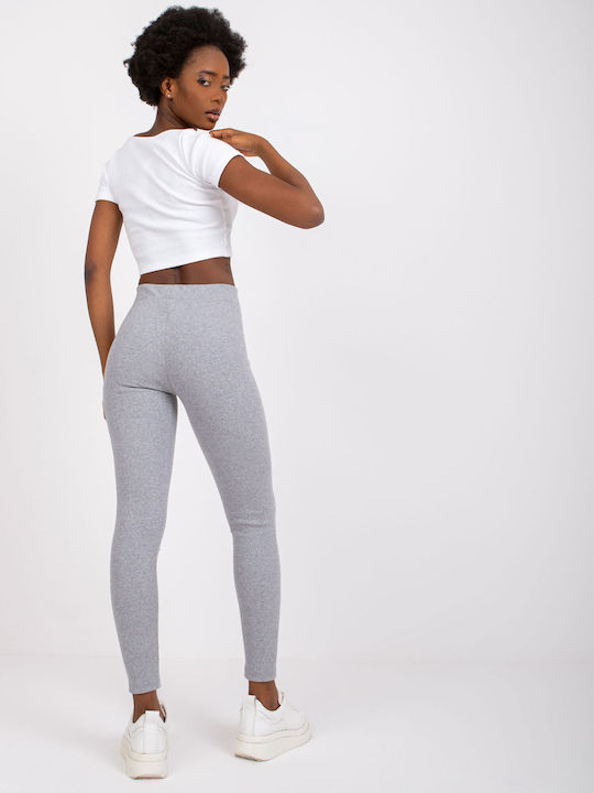 Rue Paris Women's Cropped Legging High Waisted Grey Light