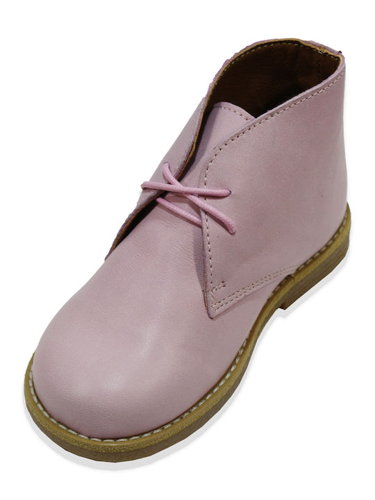 Children's anatomical leather anatomical boot in pink color