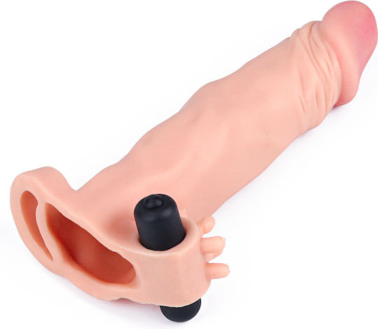 Lovetoy Pleasure X-tender Series Vibrating Penis Sleeve Προέκταση Πέους με Δόνηση Flesh 19cm