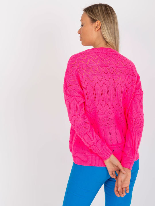 Rue Paris Women's Knitted Cardigan with Buttons Fuchsia