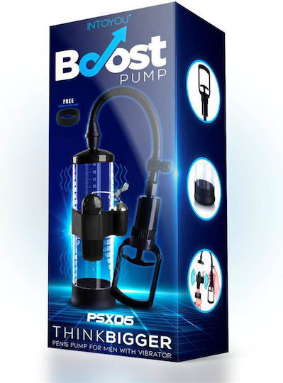 IntoYou Boost Pumps Manual Penis Pump With Vibration Attachment Psx06 Τρόμπα Πέους Διάφανη