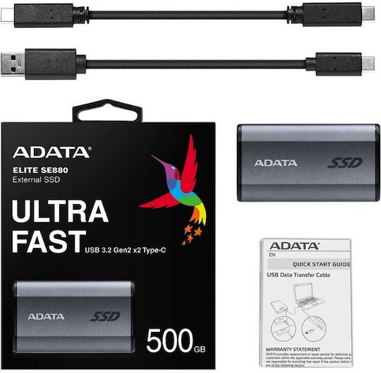 Adata Elite SE880 USB-C Extern SSD 512GB 2.5" Gri