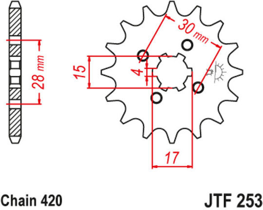 JT Sprockets Vorderes Ritzel 14 Zähne für Honda Innova 125 / CRF 110F