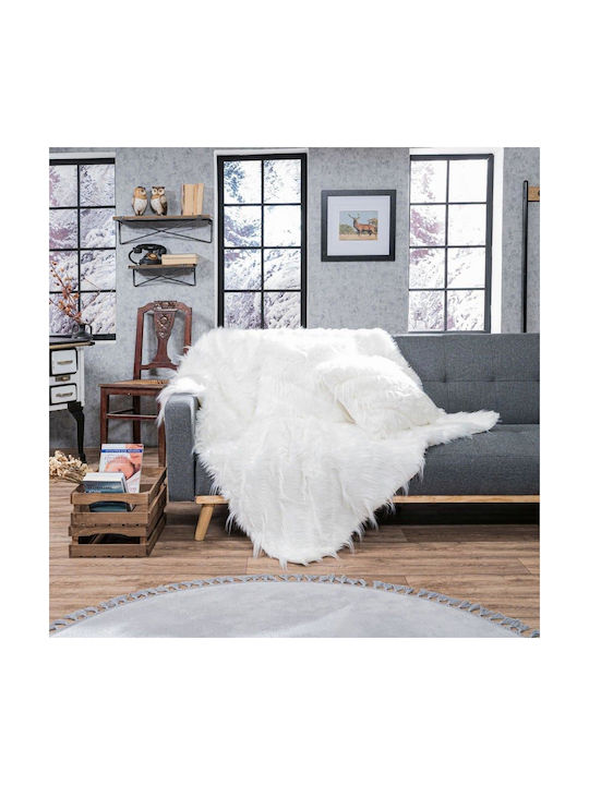 Teoran Sofa Cushion Pelt from Fur 29 White 45x45cm.