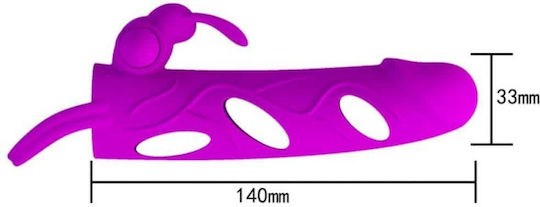 Pretty Love Penis Vibrating Sleeve Προέκταση Πέους mit Vibration Lila 14cm