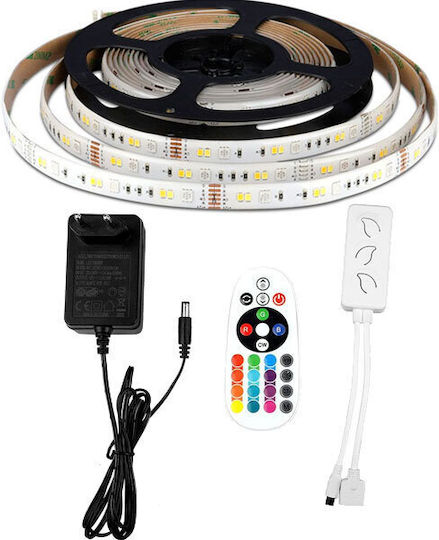 V-TAC Waterproof Smart LED Strip Wi-Fi 12V Adjustable White Light 5m Type SMD5050 with Power Supply & Remote Control
