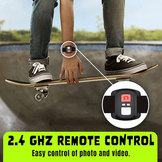 Exprotrek ‎E-A-F Action-Kamera 4K Ultra HD Unterwasser (mit Gehäuse) mit Bildschirm 2" und Wi-Fi Schwarz