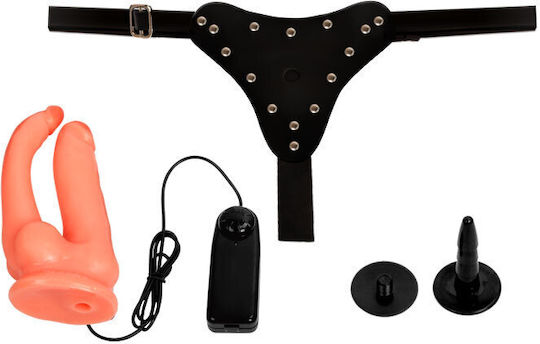 Baile Jessica Strap-On Harness με Διπλό Dildo 21.5cm στο χρώμα του δέρματος