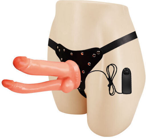 Baile Jessica Strap-On Harness με Διπλό Dildo 21.5cm στο χρώμα του δέρματος