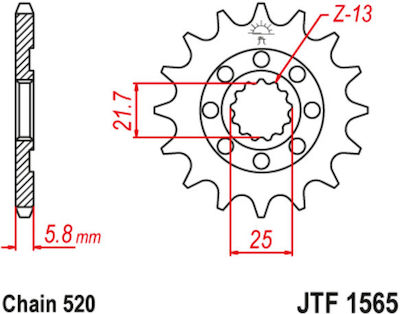 JT Sprockets Vorderes Ritzel 13 Zähne für Kawasaki KXF 450 2008-2013