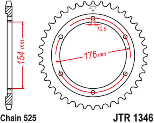 JT Sprockets Γρανάζι Πίσω 43 Δοντιών για Honda Crossrunner / VFR 2015-2016